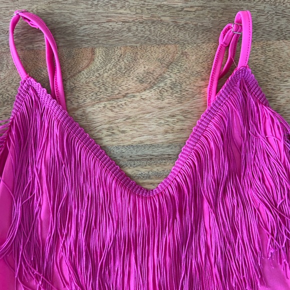 bright pink frilly tight dress - Picture 3 of 3